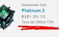 Conta de league of legends platina 2 com 75 de winrate
