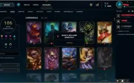 Conta League of Legends Gold 5 106 skins 4 campeões faltando
