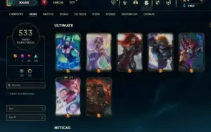 Platina 4 com TODOS os champs e 533 Skins (7 Ultimates)