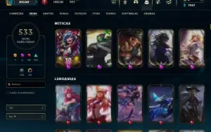 Platina 4 com TODOS os champs e 533 Skins (7 Ultimates)