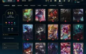 Platina 4 com TODOS os champs e 533 Skins (7 Ultimates)