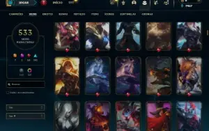 Platina 4 com TODOS os champs e 533 Skins (7 Ultimates)