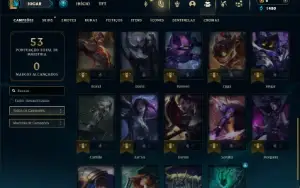 Ouro 4 com 30  Champs e 9 Skins + 5 Espolios