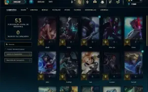 Ouro 4 com 30  Champs e 9 Skins + 5 Espolios