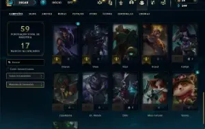 Ouro 1 com 40 Champs e 24 Skins