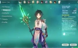 Xiao + Lança de Jade, Hu tao e Albedo.