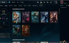 CONTA DE LOL / LVL 265 / 62 SKINS / 124 CAMPEÕES / 103 ICONS