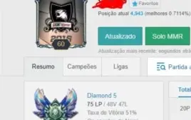 Conta Diamante 5 85 skins, todos os campeões