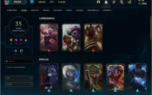Conta ouro 4 com 35 skins e 97 champs