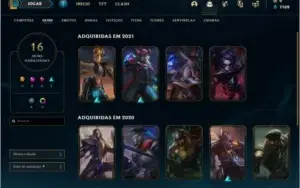Conta DIAMANTE 1 com 16 skins e 33 champs