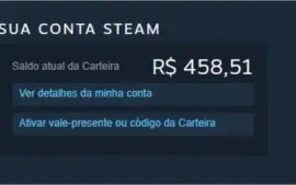 conta steam com saldo de 400 reais