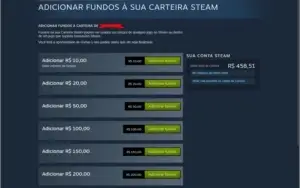 conta steam com saldo de 400 reais
