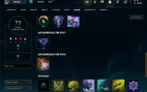 Unranked com 24 Champs e 9 Skins + 3 Vitoriosas