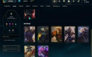Unranked com 24 Champs e 9 Skins + 3 Vitoriosas