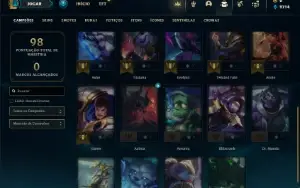 Unranked com 24 Champs e 9 Skins + 3 Vitoriosas