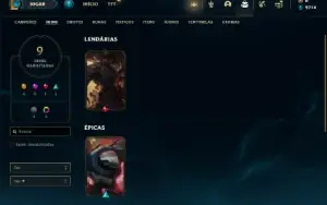 Unranked com 24 Champs e 9 Skins + 3 Vitoriosas