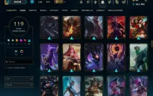 Unranked com TODOS os Champs e 119 Skins ( MID / JG / ADC )
