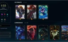 Conta League of Legends, lvl 115, todos campeões, 150 skins