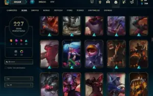 Bronze 4 com TODOS os champs e 227 Skins ( MAIN JG )