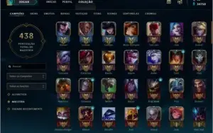 Conta LOL platina 3 + todos os champs + 170 skins