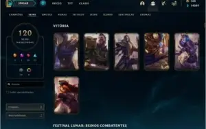 CONTA UNRANKED COM 120 SKINS E 133 CAMPEÕES