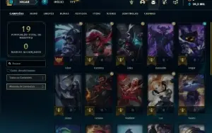 Conta Mestre com 23 Champs e 1 Skin + 14 Fragmentos de skins