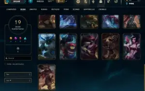 Unranked com 65 Champs e 19 Skins