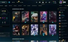 Conta LoL com 238 skins sem elo na season 2023