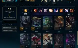 Mestre com 23 Champs e 15 Fragmentos de skins