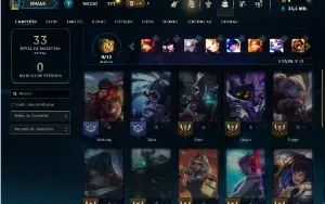 Mestre com 23 Champs e 15 Fragmentos de skins