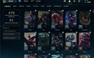 Conta bronze 1 com TODOS os champs e 117 Skins (Nivel 489)