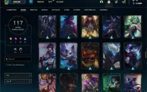 Conta bronze 1 com TODOS os champs e 117 Skins (Nivel 489)