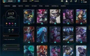 Conta bronze 1 com TODOS os champs e 117 Skins (Nivel 489)