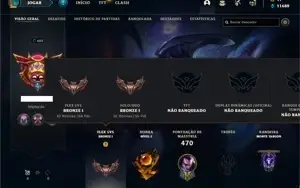 Conta bronze 1 com TODOS os champs e 117 Skins (Nivel 489)
