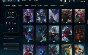 Conta bronze 1 com TODOS os champs e 117 Skins (Nivel 489)