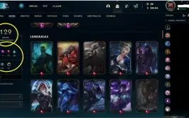 conta LoL league of legends  LVL 466 +129 SKINS