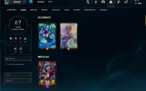 Diamante 1 com 130 Champs e 67 Skins + 12 Cromas