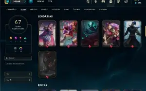 Diamante 1 com 130 Champs e 67 Skins + 12 Cromas