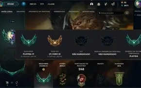 CONTA LOL PLATINA 4 - 110 CHAMPS - 55 SKIN - 4 VITORIOSA