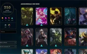 vendo minha conta do lol lvl 362 , 250 skin