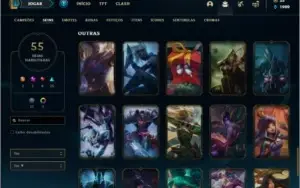 Conta unranked com 55 skins e 82 champs