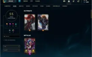 Conta unranked com 55 skins e 82 champs