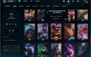 Conta unranked com 55 skins e 82 champs
