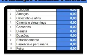 Planilha Controle Diário De Despesas (Semanal E Mensal)