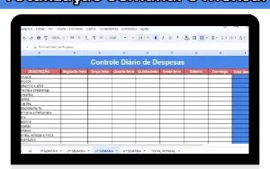 Planilha Controle Diário De Despesas (Semanal E Mensal)