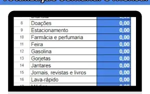 Planilha Controle Diário De Despesas (Semanal E Mensal)