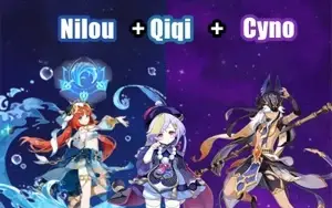 Conta Genshin Impact AR 5 com Nilou, Cyno e Qiqi
