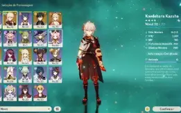 ⭐CONTA NA AR44 Kazuha, Yoimiya, Zhongli, Keqing + armas 5⭐