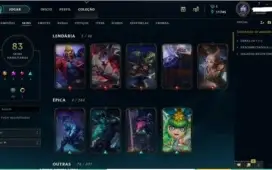 CONTA LOL 128 CHAMPIONS PLATINA 1 MMR DIAMANTE 85 SKINS