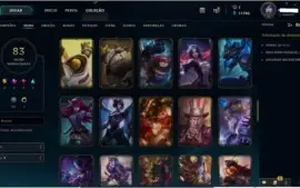 CONTA LOL 128 CHAMPIONS PLATINA 1 MMR DIAMANTE 85 SKINS